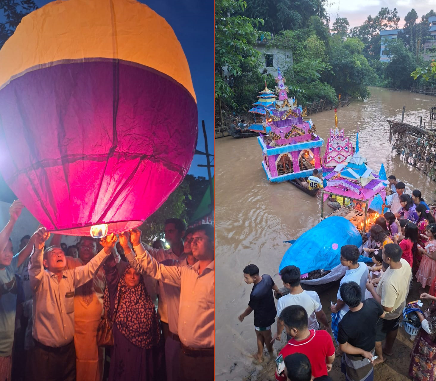 চকরিয়ায় রাখাইন পল্লীর আকাশে ফানুস উড়ানো ও কল্প জাহাজ ভাষা উৎসব শুরু